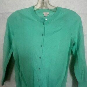 Women's J Crew Clare Button Up Cardigan Pastel Green Excellent Cond Size XS